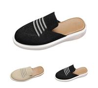 Generisch Women's Mules Front Closed Platform Slippers Women's Summer Elegant Slippers Soft Summer Shoes Orthopaedic Sandals Comfortable Outdoor Sandals Breathable Leisure Sandals, black, 8 UK