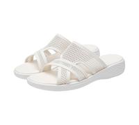 Generisch Women's Mules Mesh Breathable Slippers Platform Slippers Non-Slip Toe Separator Comfortable Cloud Shoes Lightweight Flip Flops as Comfortable Slippers and Practical Leisure Companion, White