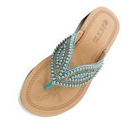 Generisch Women's Mules, Summer Sandals, Comfortable Large Sandals, Pearl Leaf Accessories, Fashionable in the Same Style as Internet Celebrities, Green, 6 UK