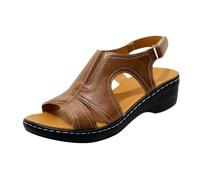 Generisch Women's Mules, Summer Sandals, Comfortable Large Summer Sandals for Women with Sewn, Hollow, Thick Soles, Large Size, brown, 7 UK