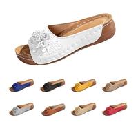 Generisch Women's Mules with Footbed, Platform, Slippers, Women's Summer Flower Slides, Indoor and Outdoor Slippers for Summer Beach Sandals, High Beach Sandals, Wedge Heel, Walking Shoes, Ladies