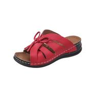 Generisch Women's Mules with Wedge Heel Slippers Summer with Bow Beach Shoes Breathable Shoes Open Toe Sliders Outdoor Slip-Ons Mules Platform Slippers Lightweight Casual Shoes, red, 10 UK
