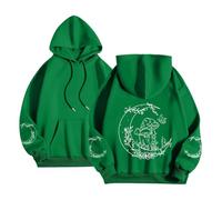 Generisch Women's Mystical Mushroom Moon Hoodie - Hoodie with Back and Sleeve Print | Casual Sweatshirt in Cottagecore Style, Style_d03 Green, M