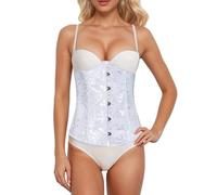 Generisch Women's Narrow Waist Shapewear Corset Jacquard Patio Belt Solid Color Suit Bodice Shape, white, 7XL