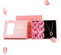 Generisch Women's Necklace, Rose Jewellery Gift Box, Preserved Roses Gift Packaging, Romantic Valentine's Day, Rituals Gift Set, Women, Gifts for Women, Mittel, Metal