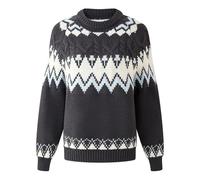 Generisch Women's Norwegian Pullover with Crew Neck, Classic Knitted Jumper with Cable Knit Detail, Scandinavian Winter Jumper, style_m01 gray, M