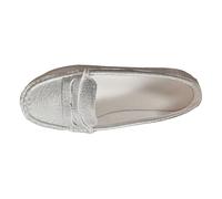 Generisch Women's Orthopaedic Loafers in Breathable Leather, Wide Fit Leather Loafers Classic Moccasins Walking Shoes Women's Summer Shoes Women's Comfortable Casual Shoes Low Shoes for, silver, 8 UK