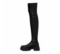 Generisch Women's Overknee Boots, Stretchy Imitation Leather, Slimming Riding Boots, Platform Sole, Figure-Hugging Knee Boots, Round Toe Shape, Hiking Boots, Non-Slip Rain Boots, black, 8 UK