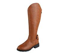 Generisch Women's Overknee Boots with Heel, Knee-High Boots, Women's Leather, Round Toe Riding Boots, Comfortable Warm Winter Shoes, Knee-High Transition Boots, Western Boots with Zip Riding Shoes