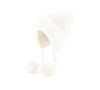 Generisch Women's Peru Style Winter Hat with Faux Fur - Knitted Hat with Ear Flaps and Bobbles | Cuddly and Stylish Hat for Cold Days, Style_t06 White, One size
