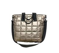 Generisch Womens Plain Quilted Large Capacity Zip Up Shoulder Bags Art 20th Century, gold, One Size