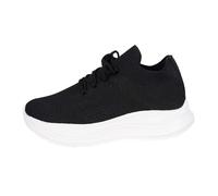 Generisch Women's platform trainers with breathable knitted upper made of springy foam for demanding shift service and extended sightseeing tours, Style H01 Black, 4.5 UK