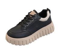 Generisch Women's Platform Trainers, Women's Chunky Comfortable Hiking Shoes, Low Top Tennis Shoes, Non-Slip Casual Shoes, Platform Trekking Shoes, Leisure Sports Shoes, Soft Soles, Low Shoes, black