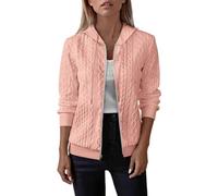 Generisch Women's Plus Size Autumn Winter Hooded Sweatshirt Jacket Long Sleeve Zipper Design Ideal for Everyday Wear with Stylish Simplicity, pink, S