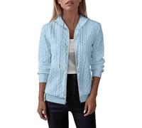 Generisch Women's Plus Size Autumn Winter Hooded Sweatshirt Jacket Long Sleeve Zipper Design Ideal for Everyday Wear with Stylish Simplicity, blue, S