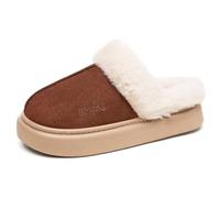 Generisch Women's Plush Slippers with Non-Slip Thick Sole Slippers Winter Memory Foam Fluffy Slippers Plush Warm Lined Hut Shoes Extra Soft Felt Slippers Comfortable Cosy Slippers, brown, 4 UK