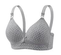Generisch Women's Polka Dot Nursing Bra without Underwire with Nursing Clips - Comfortable and Functional Pregnancy Bra | Soft Cotton Bra for Breastfeeding, style_d02 gray, 16