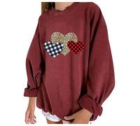 Generisch Women's Print Sweatshirt, Long Sleeve Pullover, Plus Velvet Tops, Casual Blouse, Anime T Shirt Women, Wine Red, M