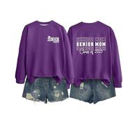 Generisch Women's Pullover Sweatshirt without Hood Long Sleeve Shirt Autumn Women's Senior Mom 2025 Shirt 2025 Graduation Class Sweatshirt T-Shirt Print Long Sleeve Shirt, Dark purple, L