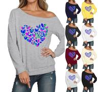 Generisch Women's Pullover with Heart Print Loose Romantic Pullover Top Love Long Sleeve Knitted Clothing Teenager Casual Costume Sweatshirt Women's Jumper Spring Jumper, Black (black-B), XXL