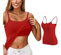 Generisch Women's Pyjama Tops Cotton Camisole Spaghetti Tops Strappy Tops Loose with V-Neck Loungewear for Women Sleepwear, Pyjamas B2-red, S
