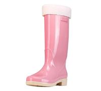 Generisch Women's Rain Boots 39 - High Boots with Heel - Wellington Boots Waterproof Ankle Boots Lined Garden Shoes Non-Slip Rain Shoes Comfortable Rubber Shoes Elegant Wellington Boots, pink, 6 UK