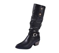 Generisch Women's Retro Ankle Boots Suede Look Leopard Print Pointed, black, 2/2.5 UK