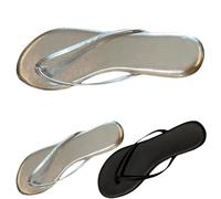 Generisch Women's Rhinestone Flip Flops Platform Yoga Mat Cushion Sandals with Comfort Bow Support Thong Slides Fashion Summer Beach Toe Separator Slip On Plantar Fasciitis Indoor Outdoor, silver, 5