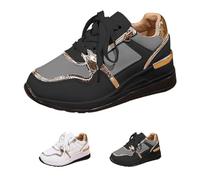 Generisch Women's Running Shoes with Wedge Heel Fashion Wedge Trainers Platform Leisure Shoes with Air Cushion Comfortable Wide Sports Shoes Wide Feet Running Shoes Non-Slip Tread Sole Trekking Shoes