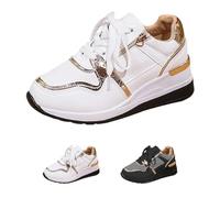 Generisch Women's Running Shoes with Wedge Heel Fashion Wedge Trainers Platform Leisure Shoes with Air Cushion Comfortable Wide Sports Shoes Wide Feet Running Shoes Non-Slip Tread Sole Trekking Shoes