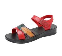 Generisch Women's Sandals Comfortable on the Go with Nature-Inspired Design - Sandals with Wedge Heel and Leaf Appliqué | Comfortable Summer Shoes for Everyday Use, Style W02 Red, 8 UK