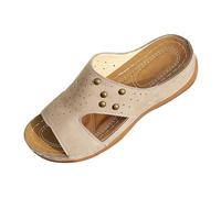 Generisch Women's Sandals Fish Mouth Thick Orthopaedic Clothing Breathable Hollow Roman Shoes Holiday Beach Leisure Sandals for Shoes Women, beige, 4 UK
