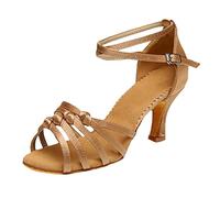 Generisch Women's Sandals for Tango Latin Dance High Heels Rhinestone Decorated Shoes for Ballroom Elegant Party Dance Shoes with Sequins, gold, 9 UK