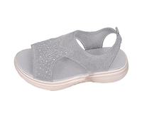 Generisch Women's Sandals, Mesh Surface Fish Mouth Glitter Leisure Sandals, Accents, Lightweight Wedge Heel, Comfortable Slip-On Shoes, Summer Shoes, Elegant Summer Beach Shoes, Casual Shoes for Women