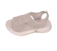 Generisch Women's Sandals, Mesh Surface Fish Mouth Glitter Leisure Sandals, Accents, Lightweight Wedge Heel, Comfortable Slip-On Shoes, Summer Shoes, Elegant Summer Beach Shoes, Casual Shoes for Women