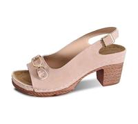 Generisch Women's Sandals PU Leather High Heels 50s Comfortable Sandals Soft Block Heel Shoes Non-Slip Open Toe Fish Mouth Summer Shoes Breathable Retro Pumps Heel Shoes, Style E04 Pink, 5 UK