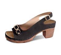 Generisch Women's Sandals PU Leather High Heels 50s Comfortable Sandals Soft Block Heel Shoes Non-Slip Open Toe Fish Mouth Summer Shoes Breathable Retro Pumps Heel Shoes, Style E01 Black, 5 UK