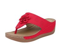 Generisch Women's Sandals & Slides Toe Separator with Soft Footbed Women's Flip Flop Slippers Platform Thick Sole Casual Shoes Slip-On Pumps Comfortable Beach Shoes Slippers Mules Slippers, red, 8.5