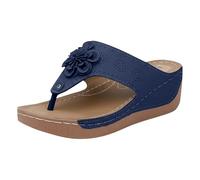 Generisch Women's Sandals & Slides Toe Separator with Soft Footbed Women's Flip Flop Slippers Platform Thick Sole Casual Shoes Slip-On Pumps Comfortable Beach Shoes Slippers Mules Slippers, darkblue