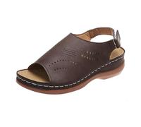 Generisch Women's Sandals Spring and Simple Hollow Fish Mouth Lightweight Roman Shoes Breathable Thick Sole Beach Holiday Wedge Heel Leisure Sandals Women's Shoes Ankle Boots Black 40, brown, 2/2.5 UK