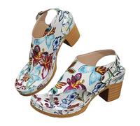 Generisch Women's Sandals Summer Casual Beach Fashion with Block Heel High Heels Large Sizes Clip Toe for Trend-Conscious Women, White, 7 UK