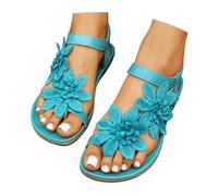 Generisch Women's Sandals with Arch Support Elegant Beach Shoes for Leisure Elastic Ankle Strap Boho Design Airy Toe Summer Companions, sky blue, 7 UK