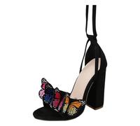 Generisch Women's Sandals with Heel, High Heels, Dance Shoes, Embroidered Strappy Pumps, Wedge Sandals, Summer Dirndl Shoes, Fashion Evening Shoes, Women's Shoes, Strappy Sandals, black, 5 UK