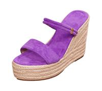 Generisch Women's Sandals with Heel Platform Summer Shoes Heel Strap Espadrilles Boho Mules Comfortable for Casual Beach Days, purple, 9 UK