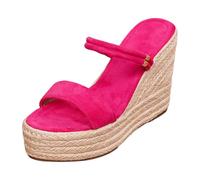 Generisch Women's Sandals with High Heel Platform Comfortable Summer Shoes with Heel Strap Espadrilles in Boho Style Ideal Sandals for Everyday Holiday Dates, Hot Pink, 10 UK