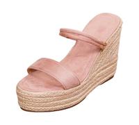 Generisch Women's Sandals with High Heel Platform Comfortable Summer Shoes with Heel Strap Espadrilles in Boho Style Ideal Sandals for Everyday Holiday Dates, pink, 8.5 UK