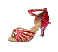 Generisch Women's sandals with knot detail, slip design, comfortable mid-heel shoes for casual indoor occasions, ideal for summer evenings, holidays, timeless simple design, Wine Red, 7 UK