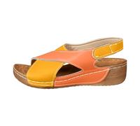 Generisch Women's Sandals with Slanted Heel, Thick Soles, for Large Sizes, Fish Mouth Design, yellow, 8 UK