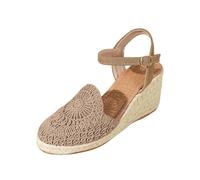 Generisch Women's Sandals with Wedge Heel, Summer Shoes Women's Platform Wedges Slingback Espadrilles Wedge Sandals Hollow Out Breathable Platform Sandals with Closed Comfortable Summer Sandals, Rose