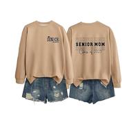 Generisch Women's Senior Mom 2025 Shirt 2025 Graduation Class Sweatshirt T-Shirt Monogram Print Long Sleeve Shirt, khaki, M